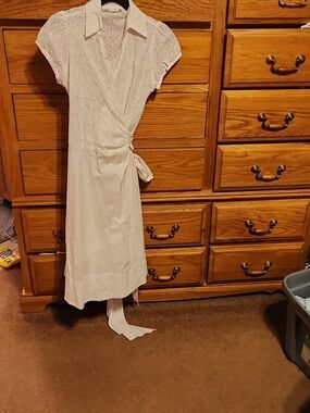 Colleen Eitzen White Eyelet Wrap Dress